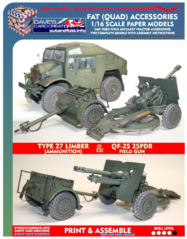 Ford FAT Type 27 Limber & 25pdr Field Gun Paper Model -