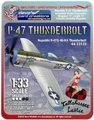 1/33 Republic P47D Thunderbolt Tallahassee Lassie Paper Model