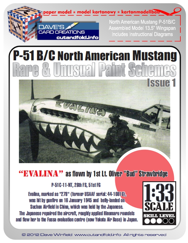 1/33 Mustang P-51C Mustang Evalina Japan Captured Paper Model
