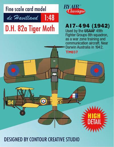 De Havilland Tiger moth, 1:72, Contour creative papier. Crct_TM48_A17_494_cover