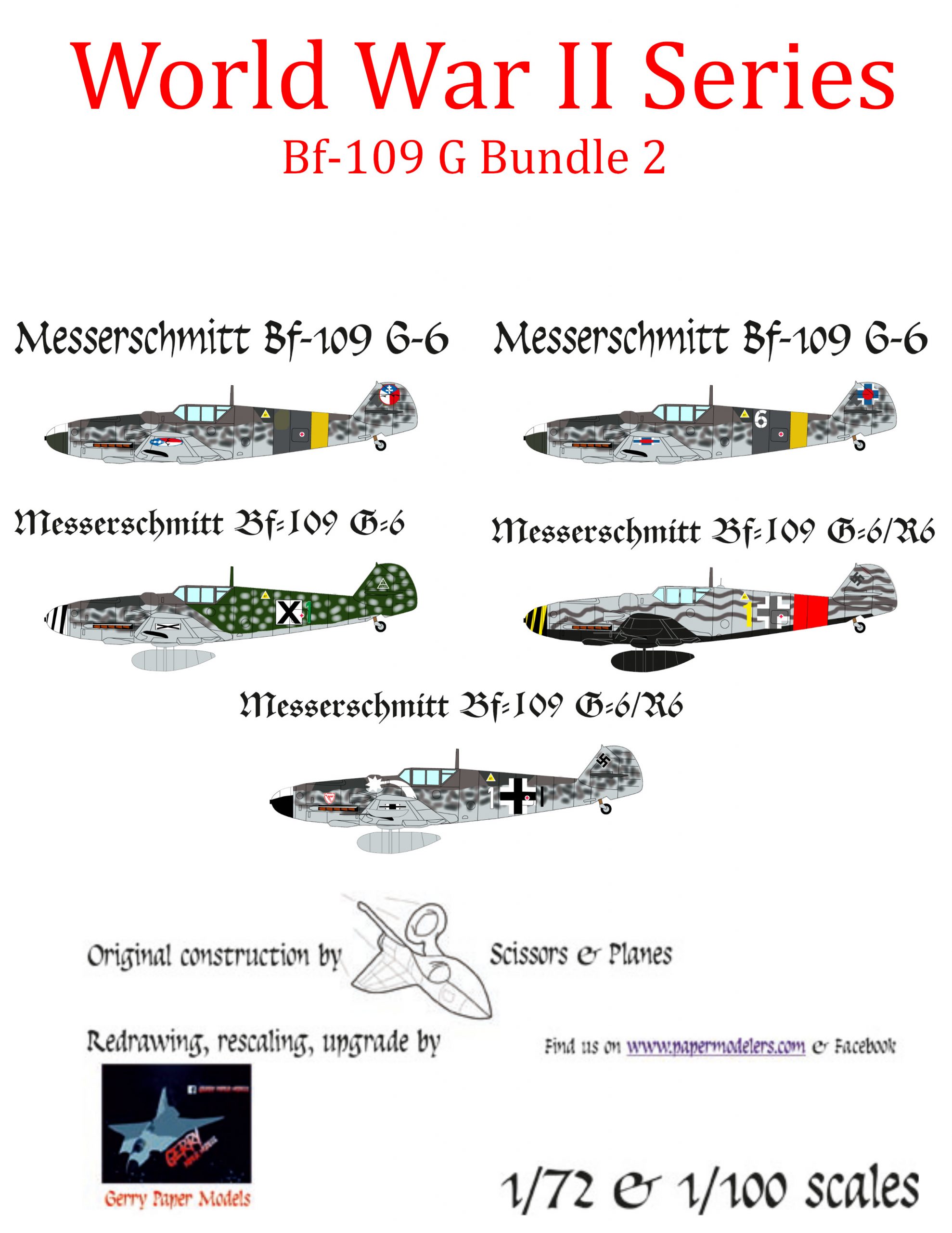 1 72 And 1 100 Messerschmitt Me 109 G 6 5 Kit Bundle 2 Paper Model Ecardmodels