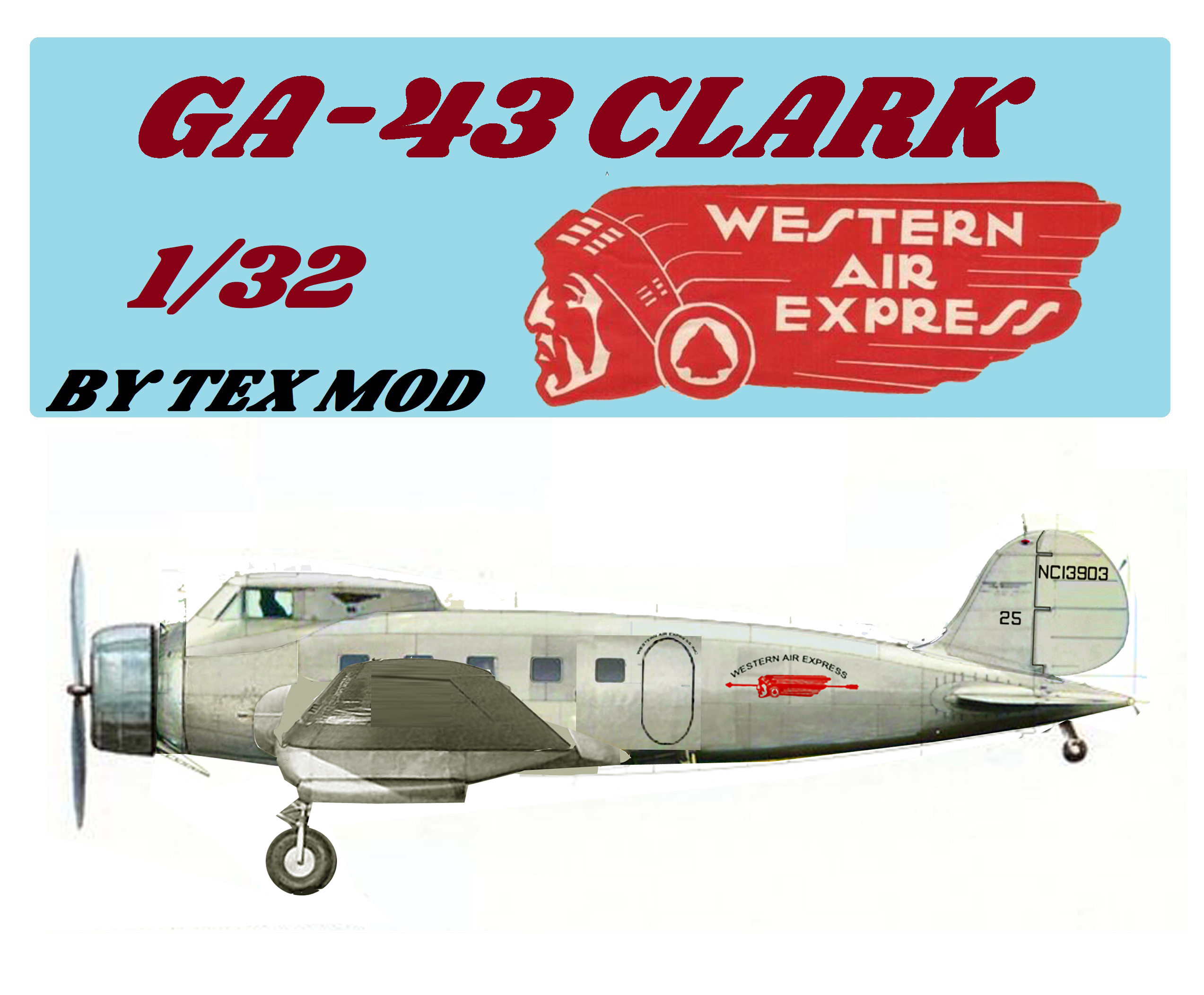 SOVA Models 1/72 GENERAL AVIATION Ga-43 CLARK Western Air Express