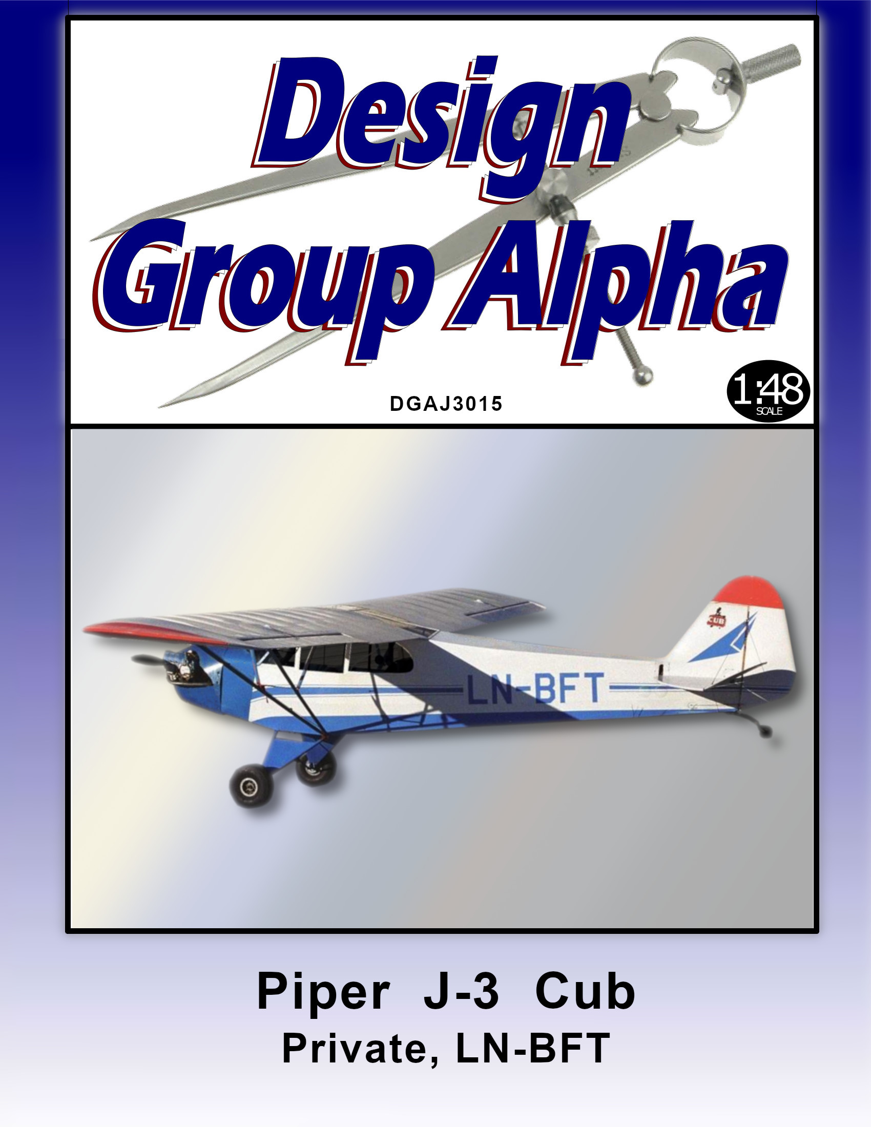 1/48 Piper J-3 Cub Norwegian LN-BFT Paper Model -