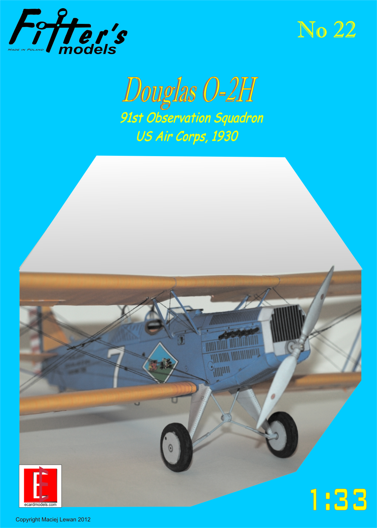 1:33 Scale US Douglas O-2H Scout DIY Handcraft PAPER MODEL KIT