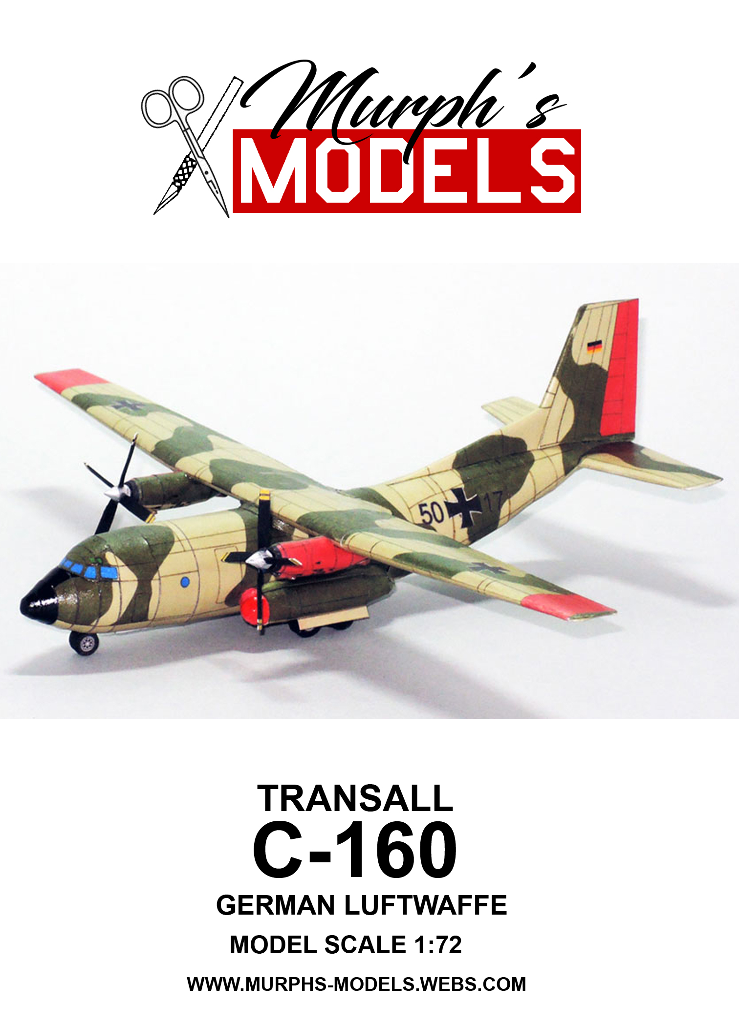 1/72 Transall C-160 German Luftwaffe Paper Model - EcardModels