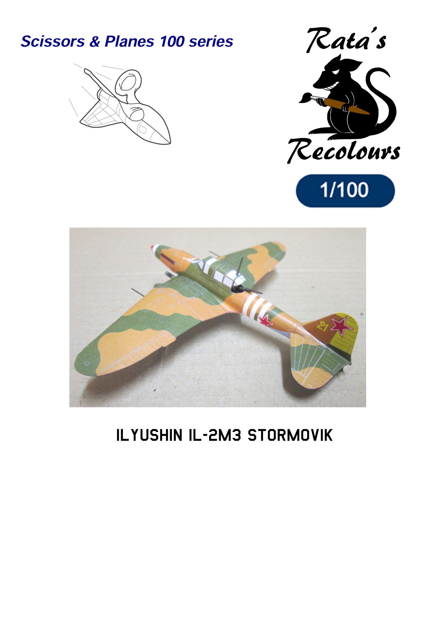 1/100 Ilyushin IL-2M3 Paper Model - EcardModels