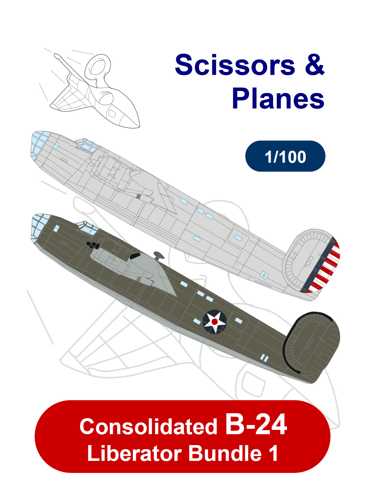 1/100 snp Consolidated B-24 Liberator Bundle 1 Paper model
