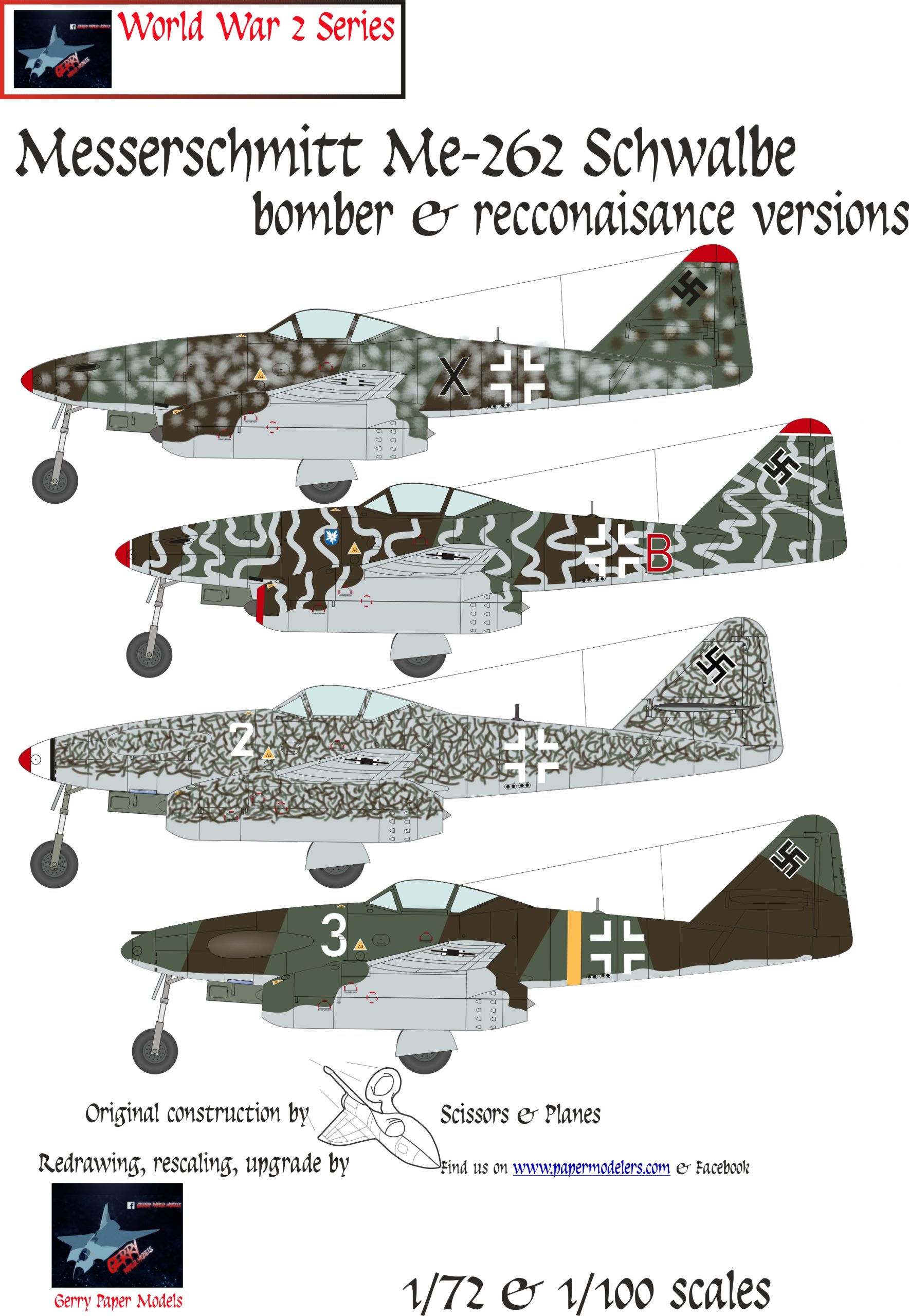 Messerschmitt Me 262 m mixed kit Slippertanks 1/72 Bird Models Mischnbausatz 