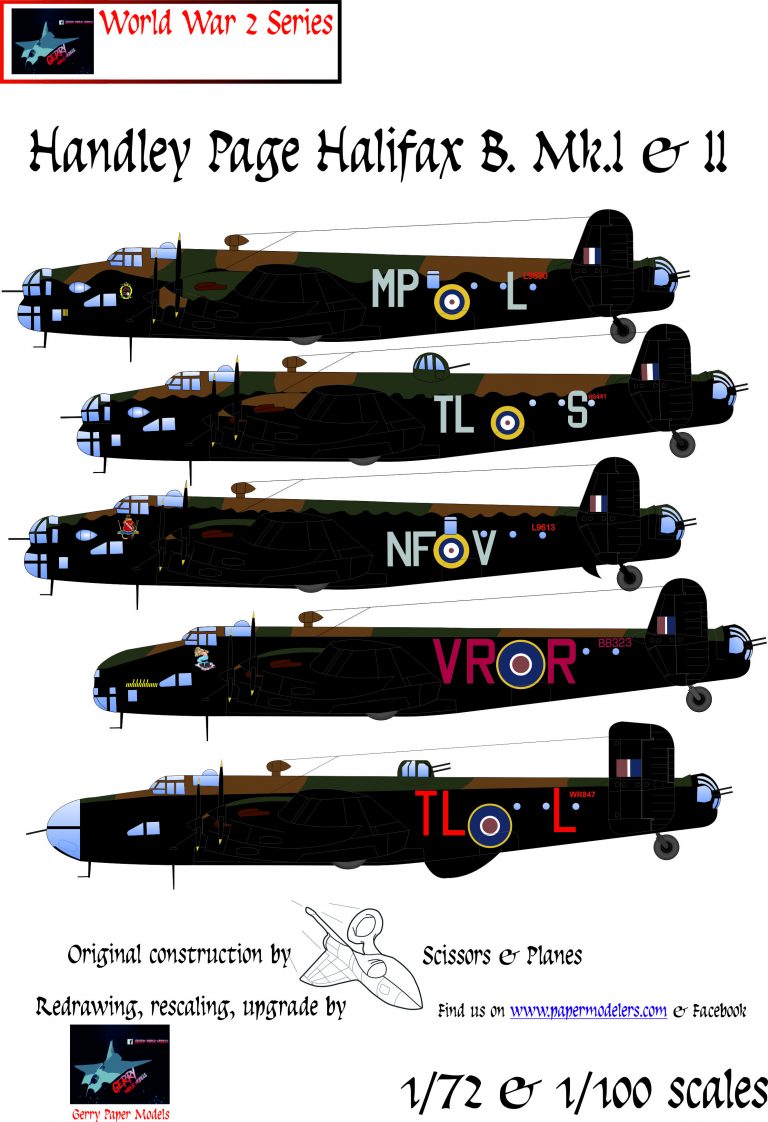 1/72 and 1/100 Handley Page Halifax B Mk. I & II (5) Kit Bundle Paper