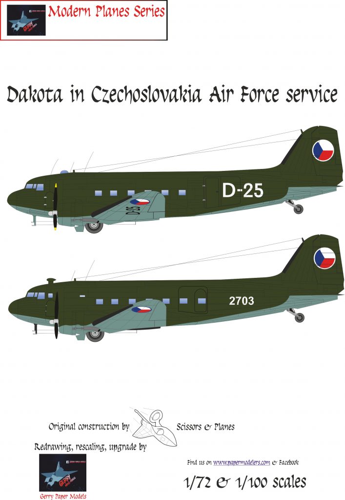 1/72 and 1/100 Dakota in Czechoslovakia Air Force (2) Kit Bundle Paper ...