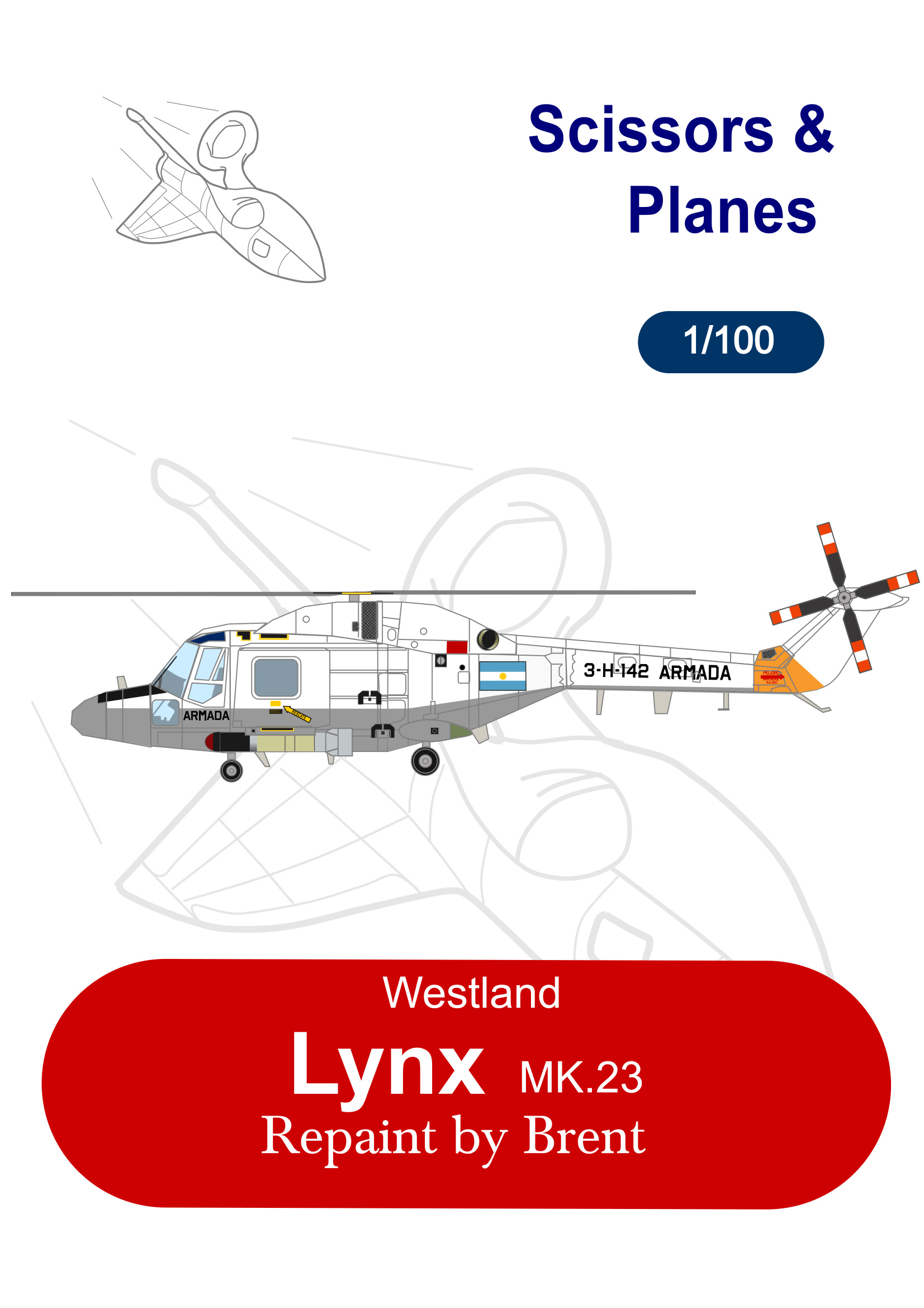 1/100 Westland Lynx MK.23 Argentine Navy Paper Model
