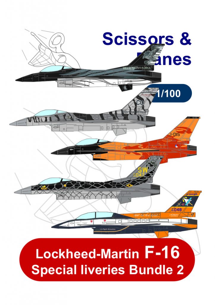 1/100 snp Lockheed Martin F-16 Special liveries Bundle 2 Paper model ...