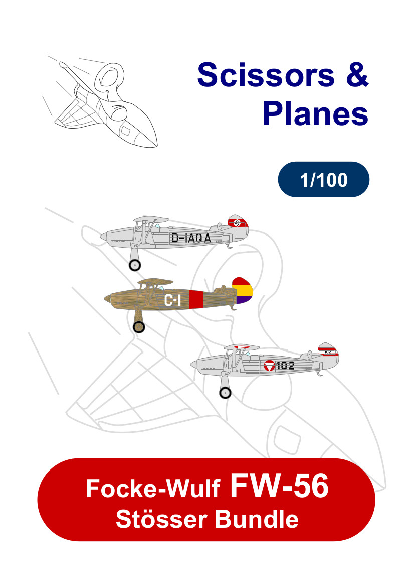 1/100 snp Focke Wulf FW56 Stösser Bundle Paper model
