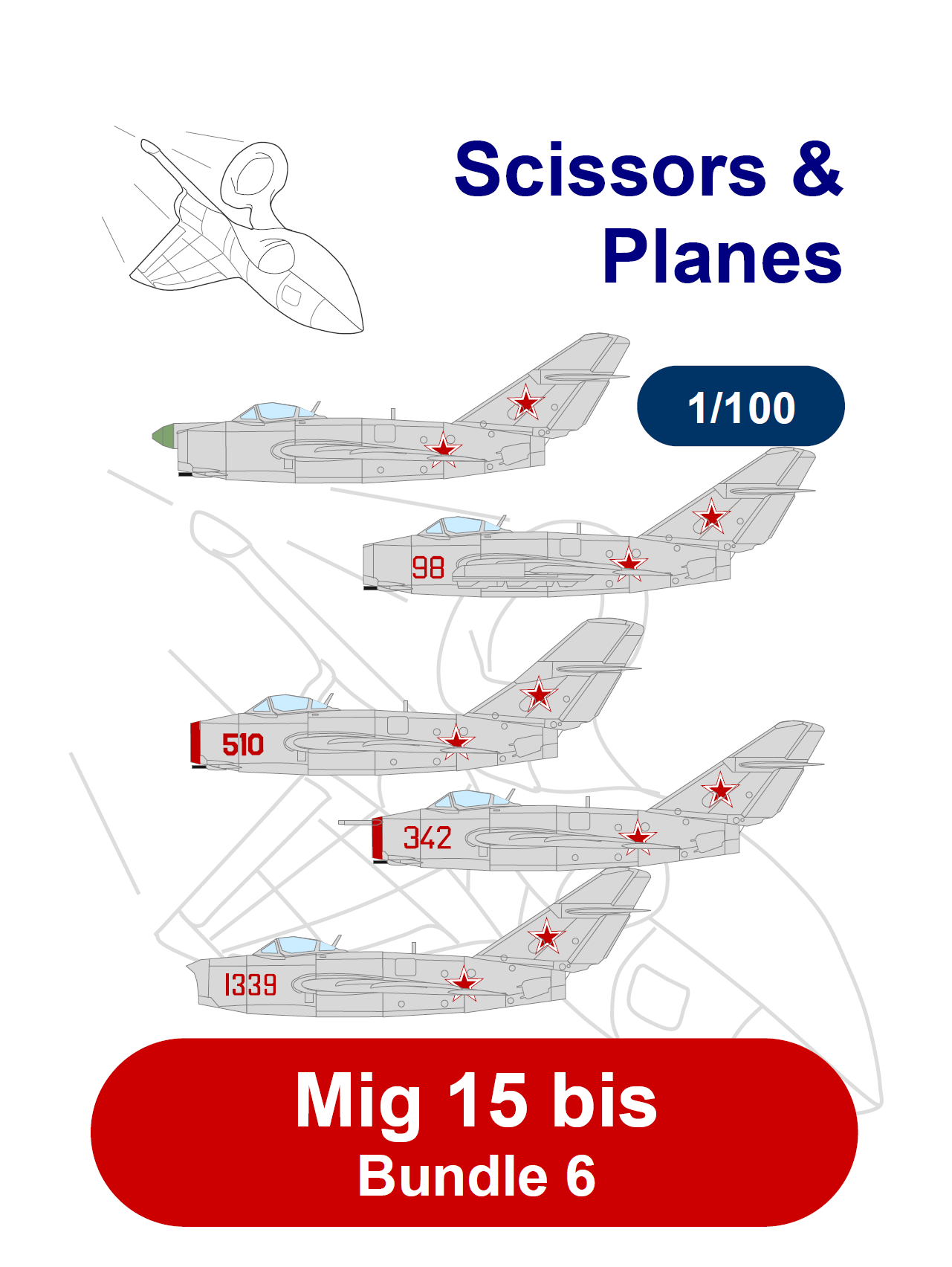 1/100 snp Mikoyan Gurevitch Mig15 Bundle 6 Paper model