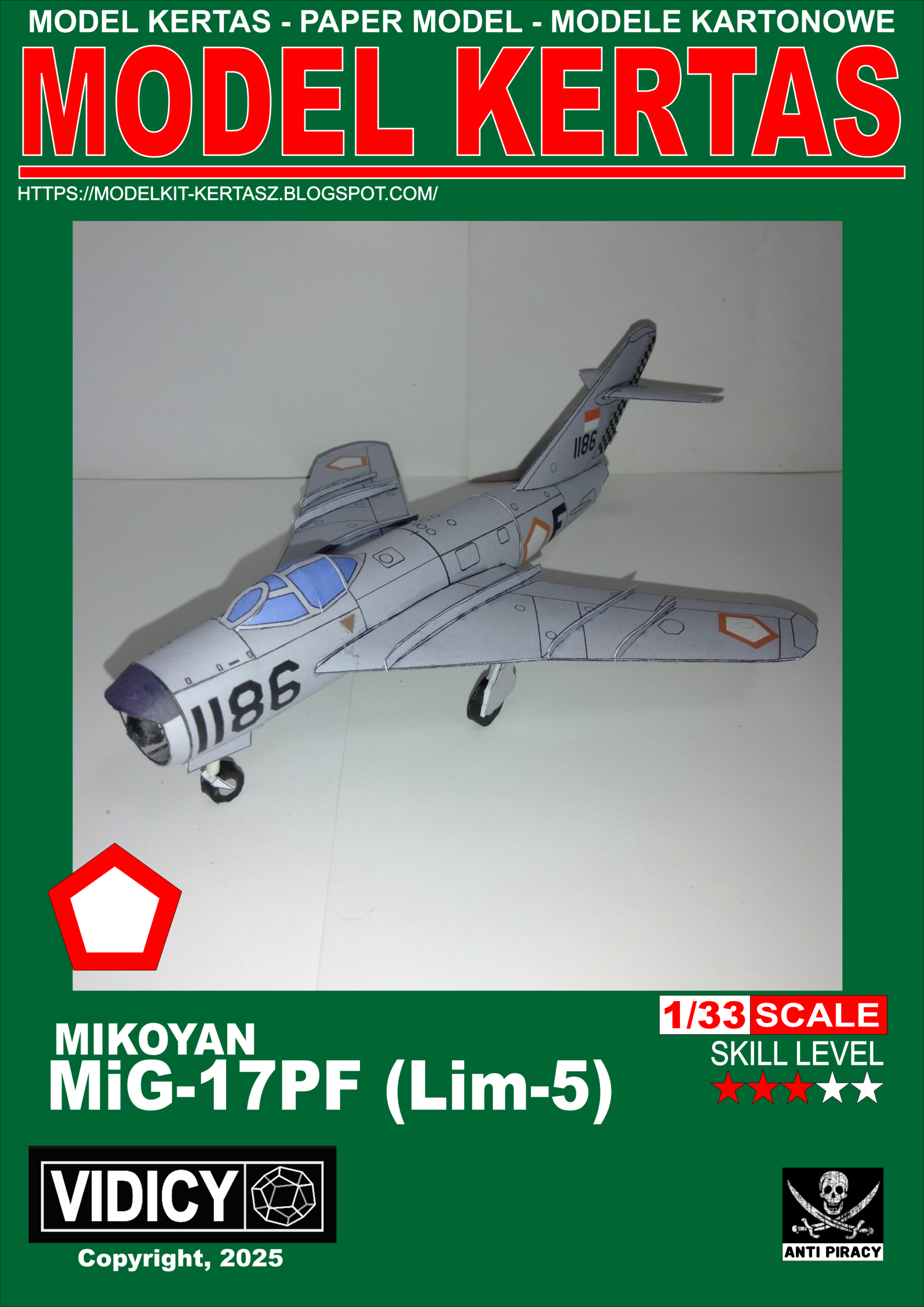 1/33 Mikoyan MiG-17PF (AURI) Paper Model - EcardModels