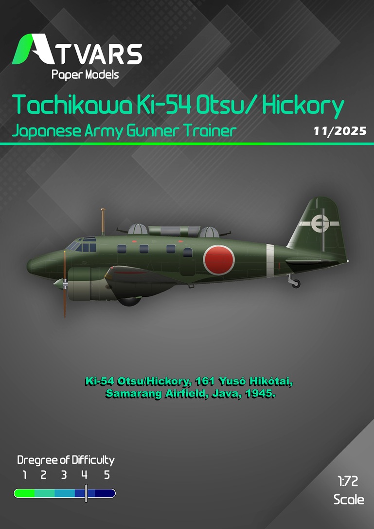 1/72 Tachikawa Ki-54B Otsu/Hickory Gunnery Trainer Paper Model