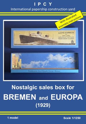 1/1250 Nostalgic sales box for German passenger ship BREMEN and EUROPA, Paper Model
