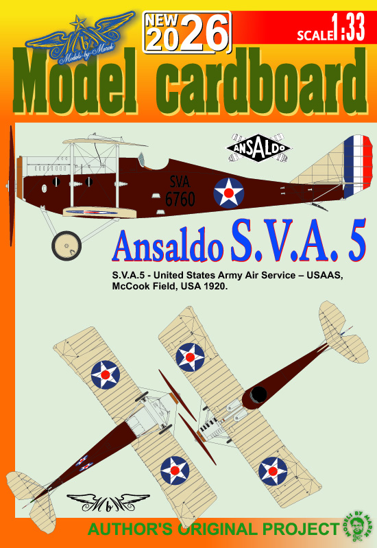 1/33 Ansaldo SVA5 US Army Air Service Paper Model