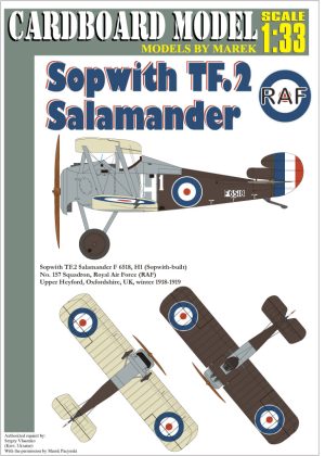1/33 Sopwith TF2 Salamander - RAF No 157 Squadron - Paper Model