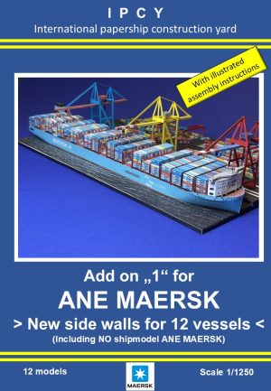 1/1250 Add on "1" (New hulls) for Methanol-powered container vessel ANE MAERSK, Paper Model