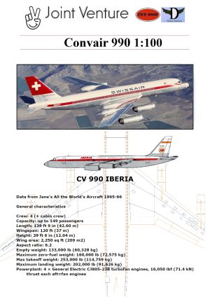 1/100 Convair 990 Iberia EC-BQA Paper Model