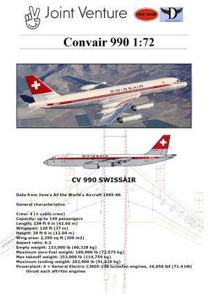 1/72 Convair 990 Swissair Paper Model