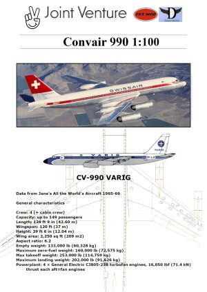 1/100 Convair 990 Varig Paper Model