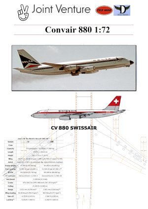 1/72 Convair 880 Swissair Paper Model