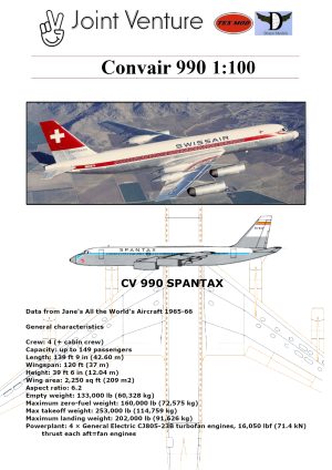 1/100 Convair 990 Spantax EC-BJC Paper Model