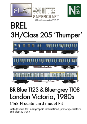 1:148 scale 3H Class 205 BR Blue and Blue-grey Paper Model
