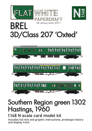 1:148 scale Class 207/3D Southern Region green Paper Model