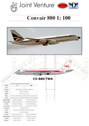 1/100 Convair 880 TWA Paper Model