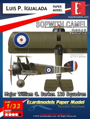 1/33 Sopwith Camel William G. Barker Paper Model