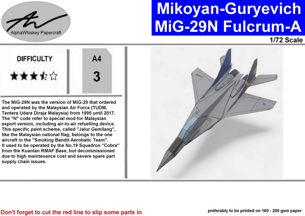 1/72 MiG-29N Fulcrum-A Paper Model