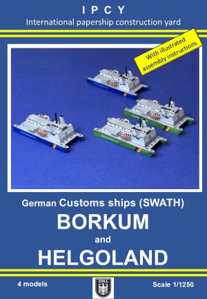 1/1250 Four German Customs ships BORKUM and HELGOLAND (SWATH technology), Paper model