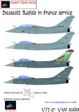 1/72 and 1/100 Dassault Rafale in France service (4) Kit Bundle Paper Model